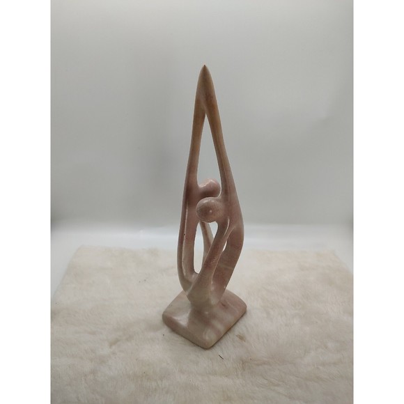 8" Carved Stone 2 Dancing Figures Kenya Ten Thousand Villages Sculpture - Picture 2 of 12